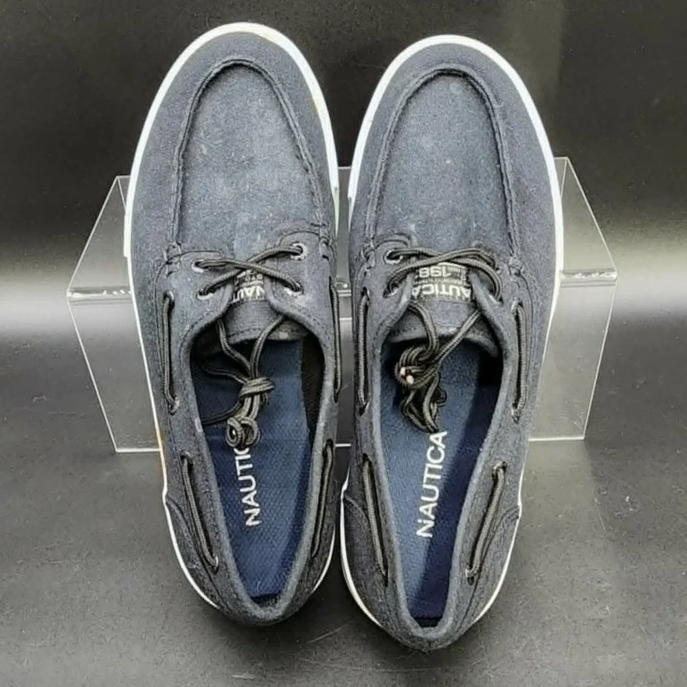 Nautica Spinnaker II Mens Black 11 Boat Shoes Preppy Coastal Nautical l Sneaker